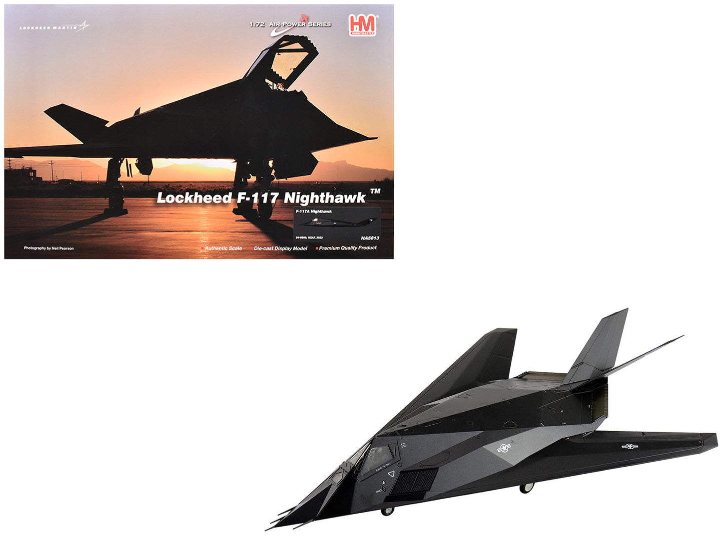 Lockheed F-117A Nighthawk Stealth Aircraft "84-0809" (2022) United States Air Force "Air Power Series" 1/72 Diecast Model by Hobby Master free shipping USA