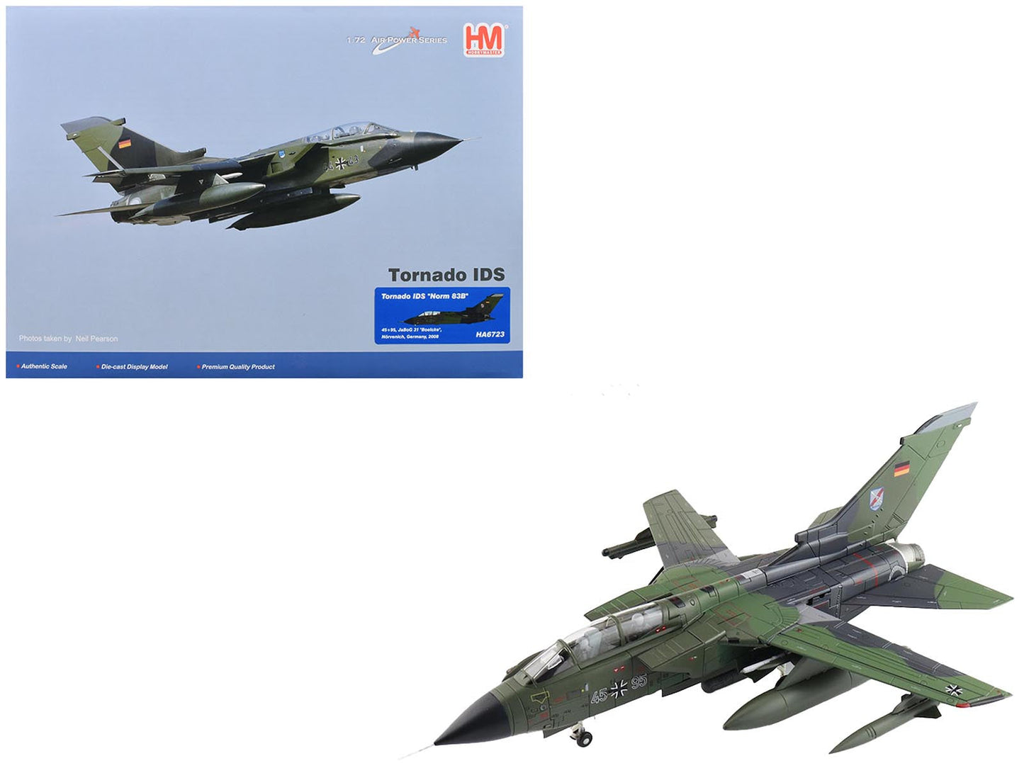 Panavia Tornado IDS Fighter-Bomber Aircraft "Norm 83B 45+95 JaBoG 31 'Boelcke' Norvenich Germany" (2008) German Luftwaffe "Air Power Series" 1/72 Diecast Model by Hobby Master free shipping USA