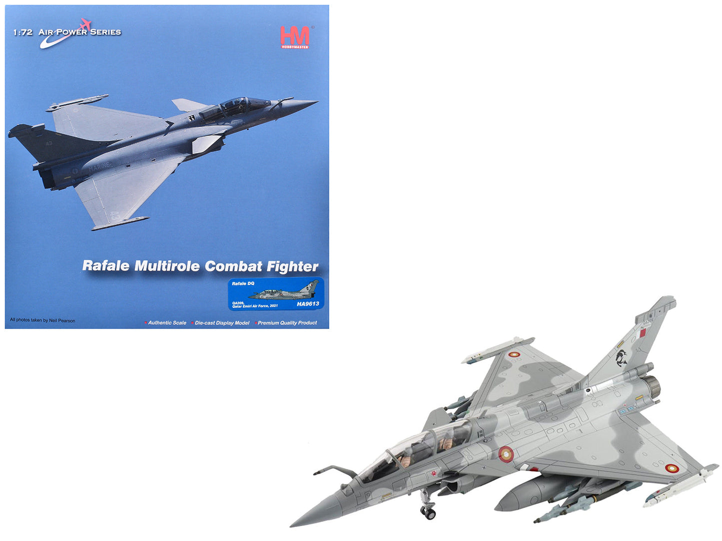 Dassault Rafale DQ Fighter Aircraft "QA209" (2021) Qatar Emiri Air Force "Air Power Series" 1/72 Diecast Model by Hobby Master free shipping USA