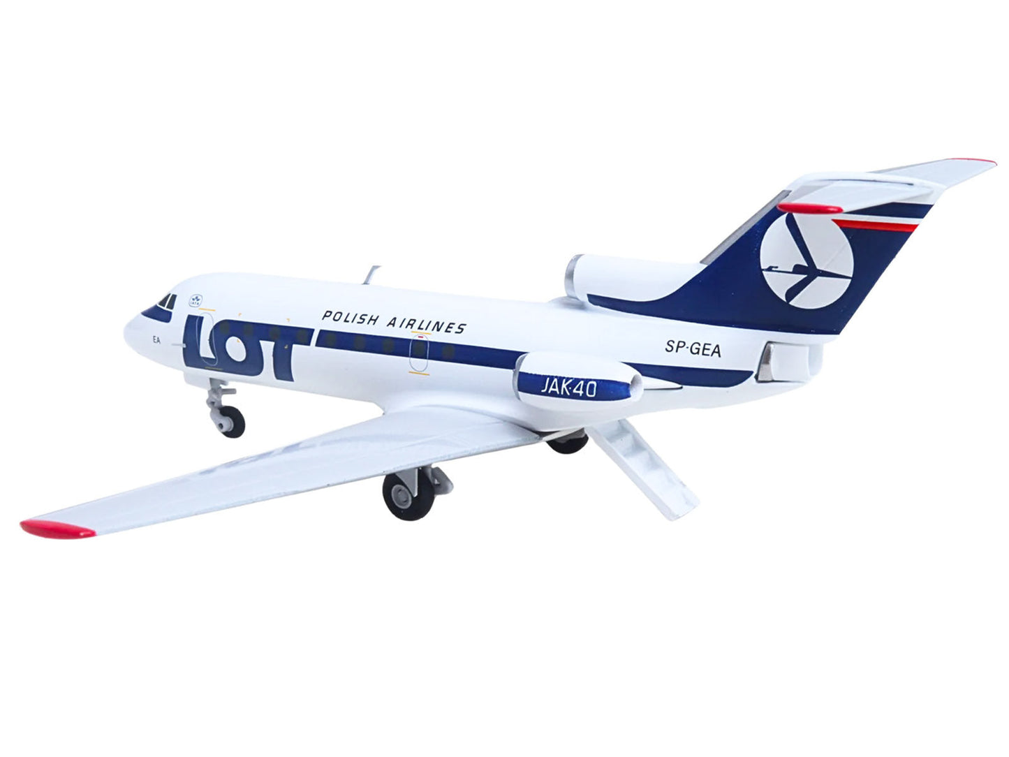 Yakovlev Yak-40 Commercial Aircraft "LOT Polish Airlines" (SP-GEA) White with Blue Stripes and Tail 1/200 Diecast Model by Herpa