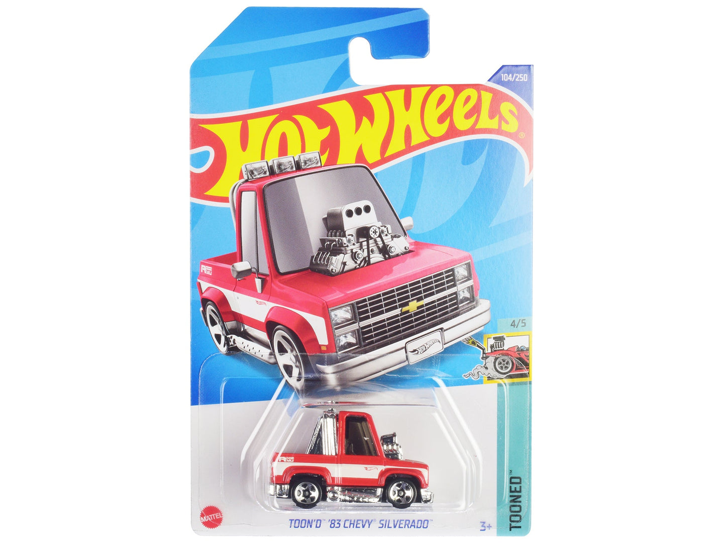 1983 Chevrolet Silverado "Toon'd" Pickup Truck Red and White "Tooned" Series Diecast Model Car by Hot Wheels free shipping USA