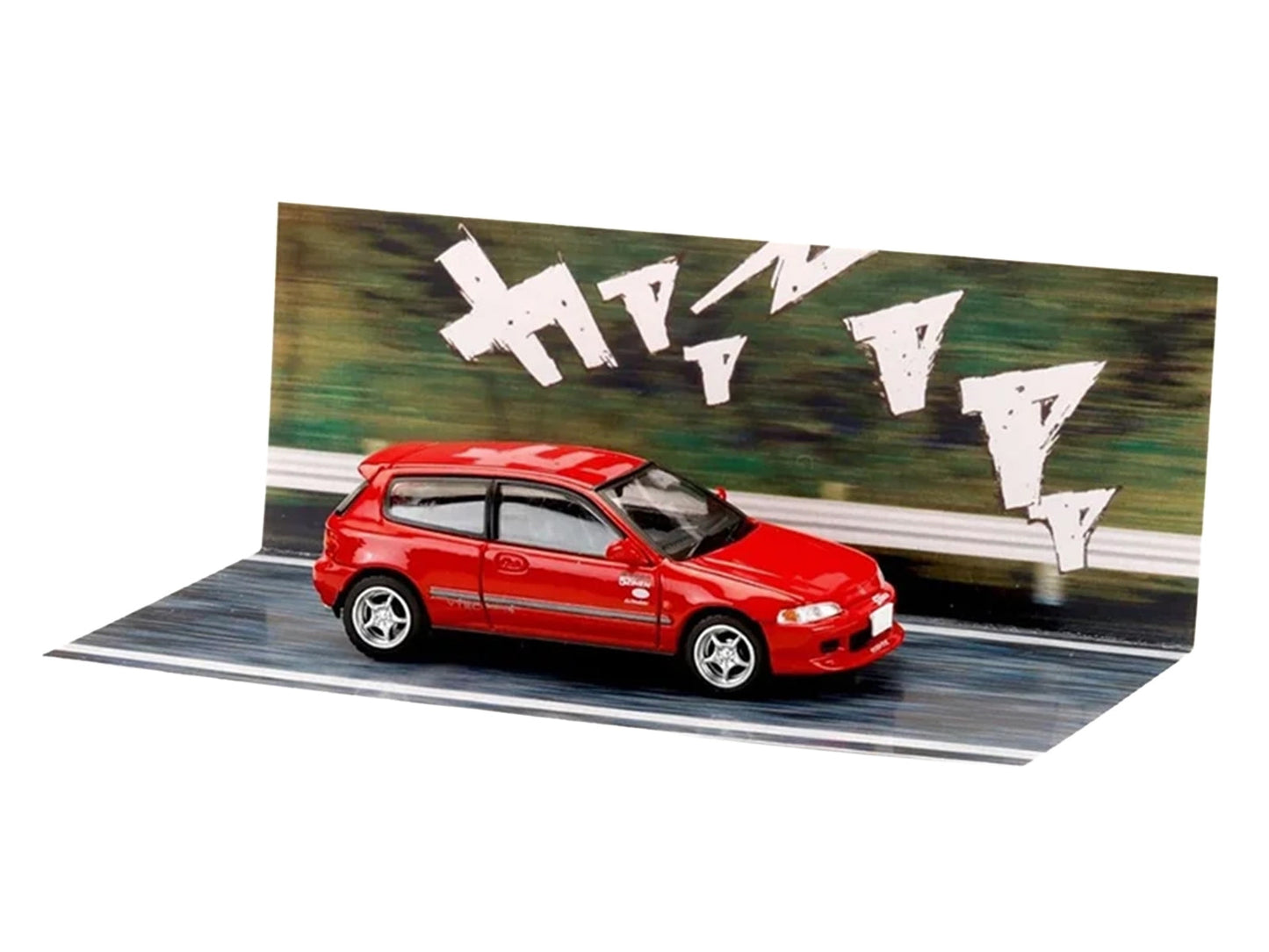 Honda Civic (EG6) RHD (Right Hand Drive) "Myogi Night Kids" Red "Initial D" (1995-2013) Manga "Diorama Set Series" 1/64 Diecast Model car by Hobby Japan