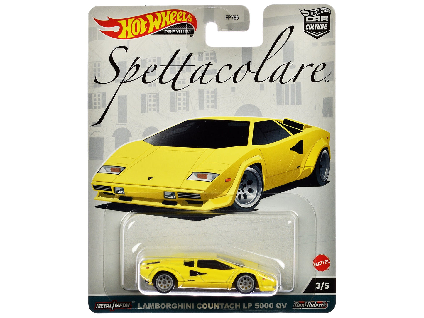 Lamborghini Countach LP 5000 QV Yellow "Spettacolare" Series Diecast Model Car by Hot Wheels free shipping USA