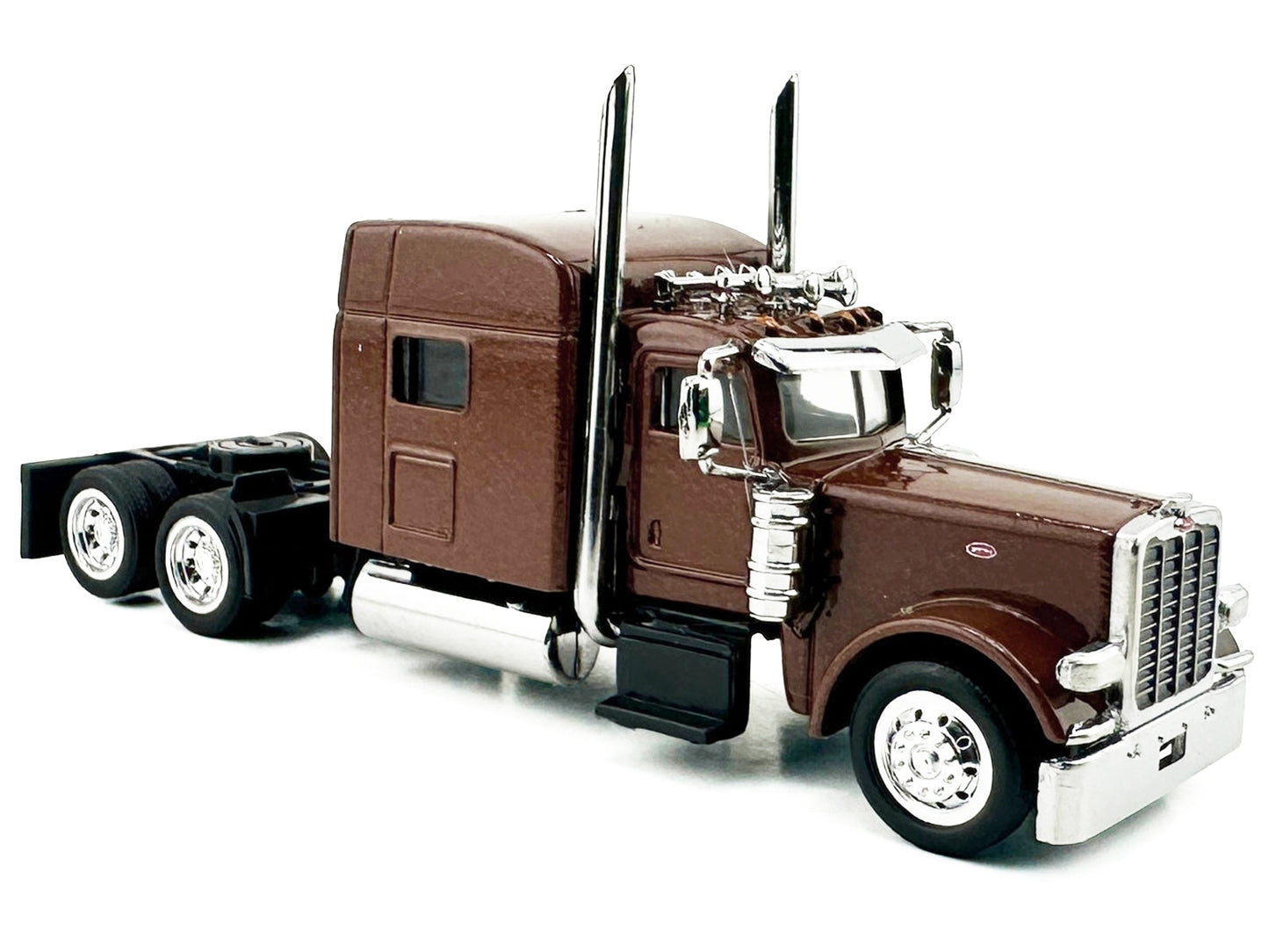 Peterbilt 389 Truck Tractor with Sleeper Cab Brown Metallic 1/87 (HO) Scale Plastic Model Car by HO Logistics
