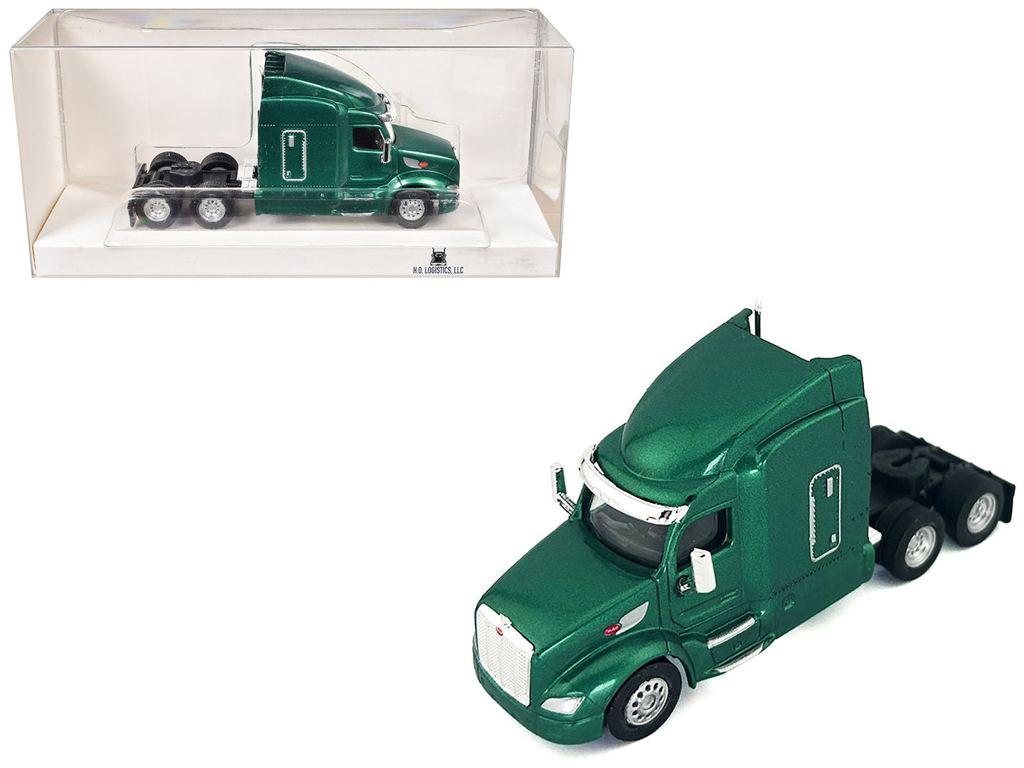 Peterbilt 579 Sleeper Cab Green Metallic 1/87 (HO) Plastic Model Car by HO Logistics free shipping USA