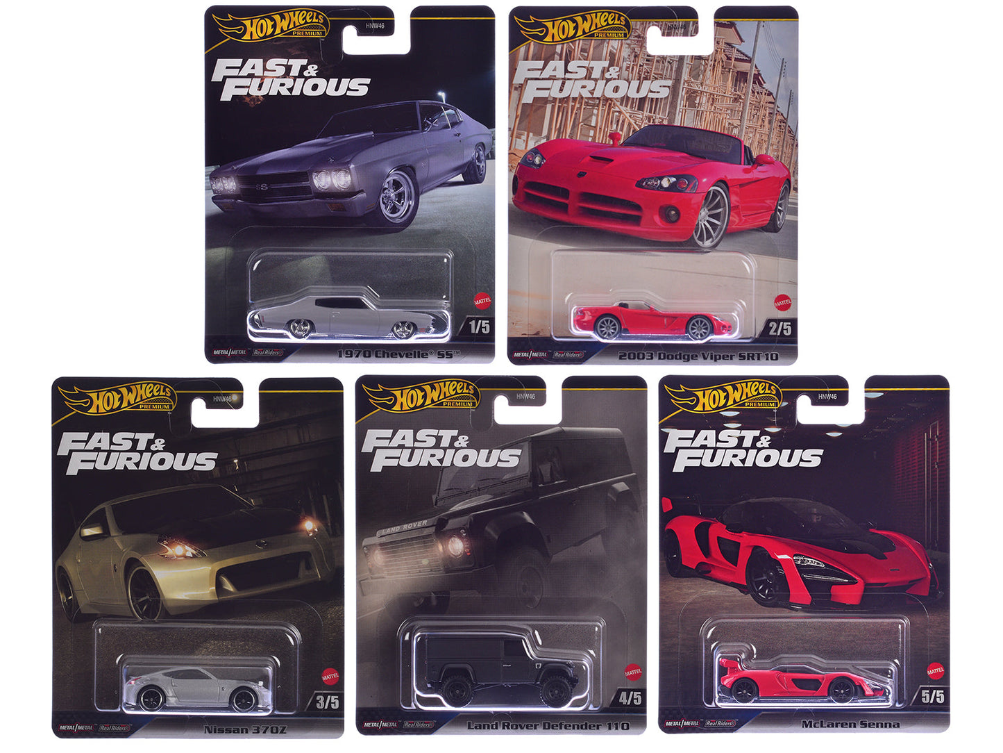"Fast & Furious" 2024 5 piece Set J Diecast Model Cars by Hot Wheels free shipping USA