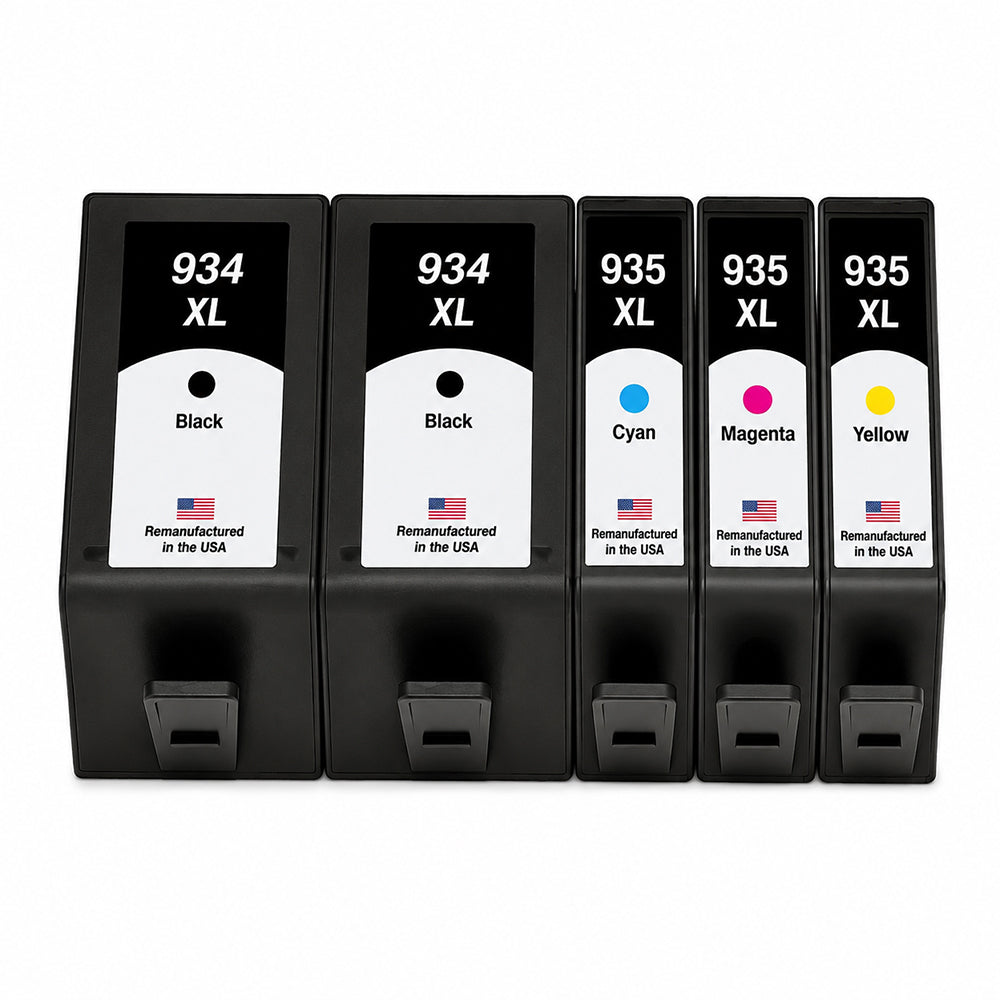 U.S. Remanufactured for HP 934XL 2 Black / 935XL 3 Color Ink Cartridges 5-pack