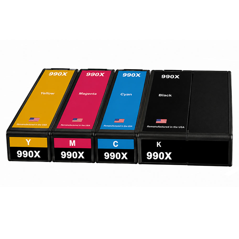 U.S. Remanufactured for HP 990X 1 Black / 3 Color Ink Cartridge 4-pack