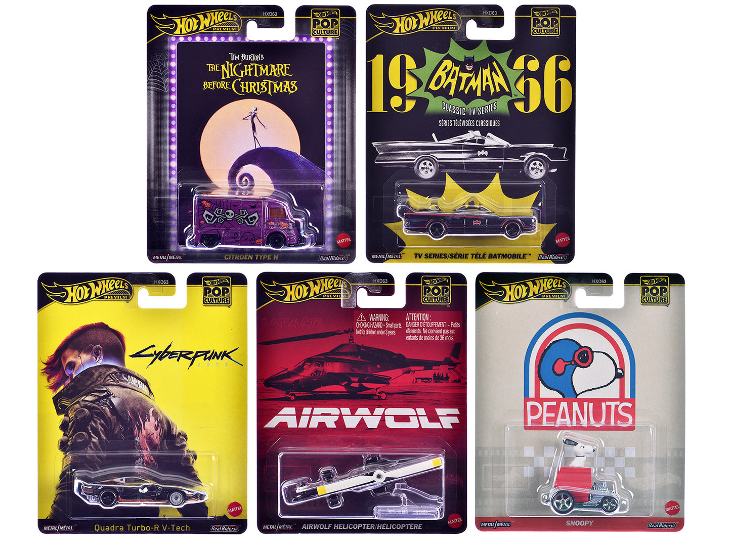 "Pop Culture 2025" 5 piece Set M "Premium Series" Diecast Model Cars by Hot Wheels free shipping USA
