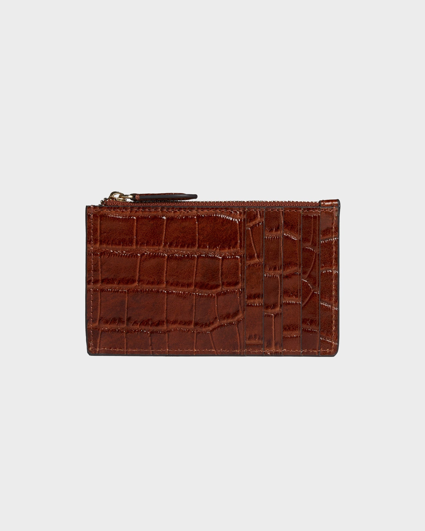 Hampton Zip Card Case in Embossed Leather by Jeff Wan