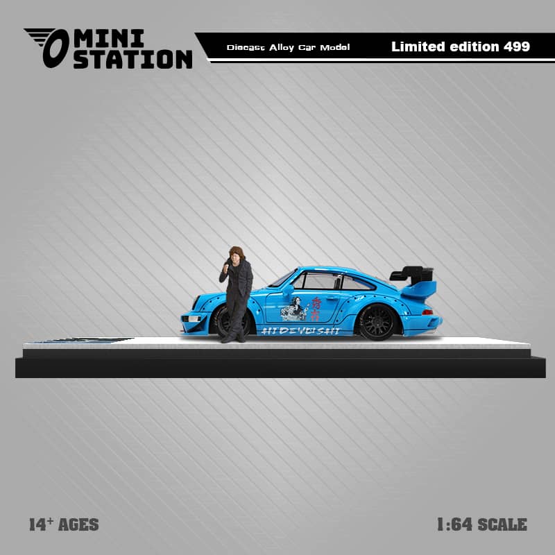 Mini Station Porsche 911 964 RWB HIDEYOSHI blue 1:64