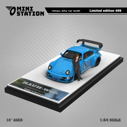 Mini Station Porsche 911 964 RWB HIDEYOSHI blue 1:64