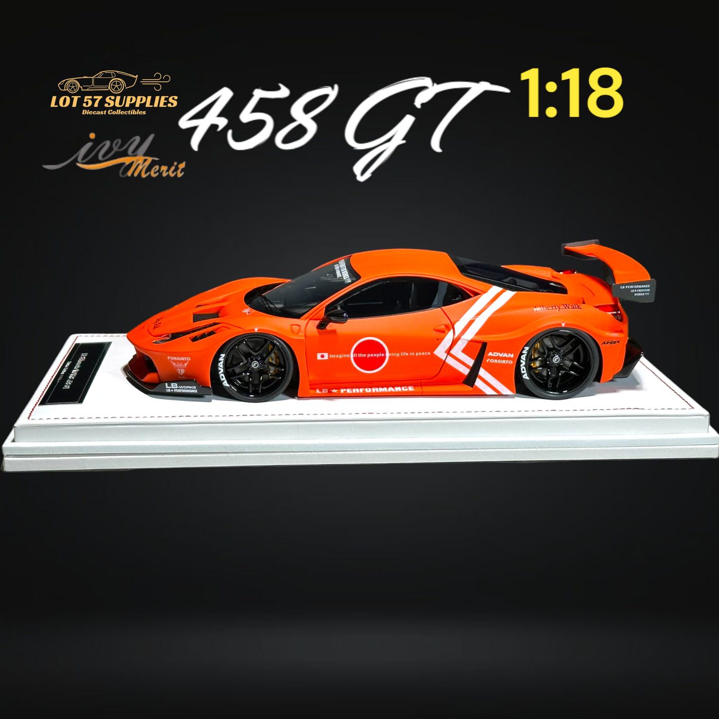 IVY MERIT Ferrari 458 GT LBWK Orange 1:18