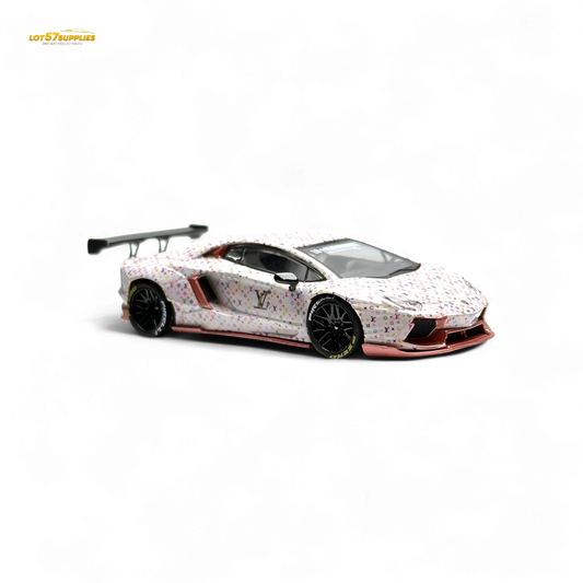 King Model Lamborghini Aventador LP700-4 White LV Livery 1:64