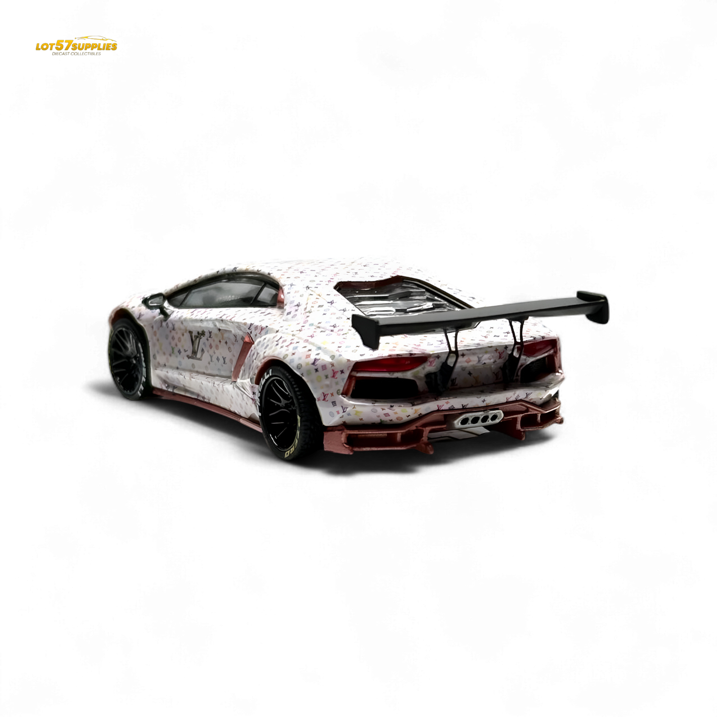 King Model Lamborghini Aventador LP700-4 White LV Livery 1:64