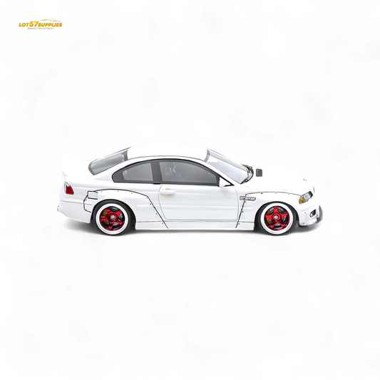 Flame BMW M3 E46 Widebody Pandem Pearlescent White 1:64