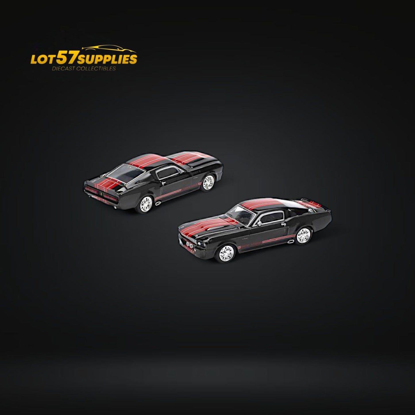 (Pre-Order) Pop Race Shelby Mustang GT500 Dark Chrome Black w/ Openable hood 1:64