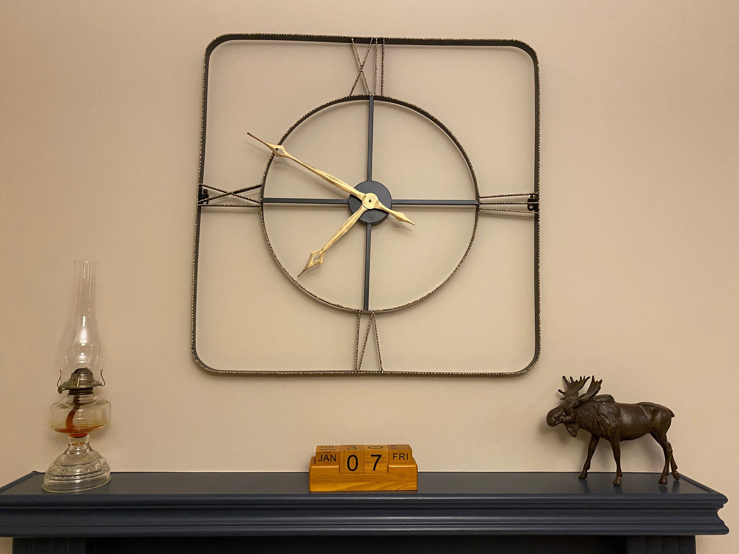 Wall clock - Square Wrought Iran antique wall clock by Peterson Housewares & Artwares