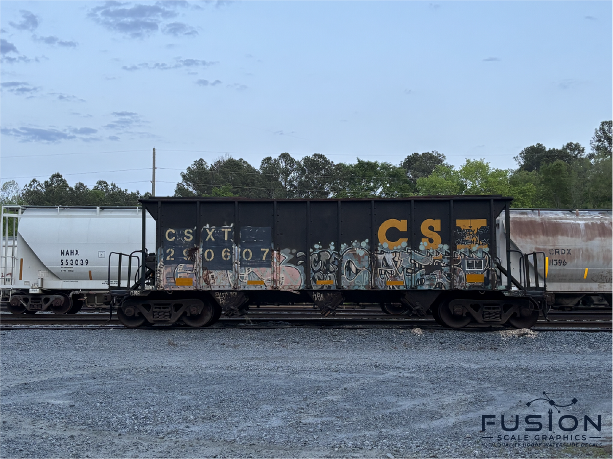 O Scale CSXT Yellow Freight Car Stencil Patch Decal Set