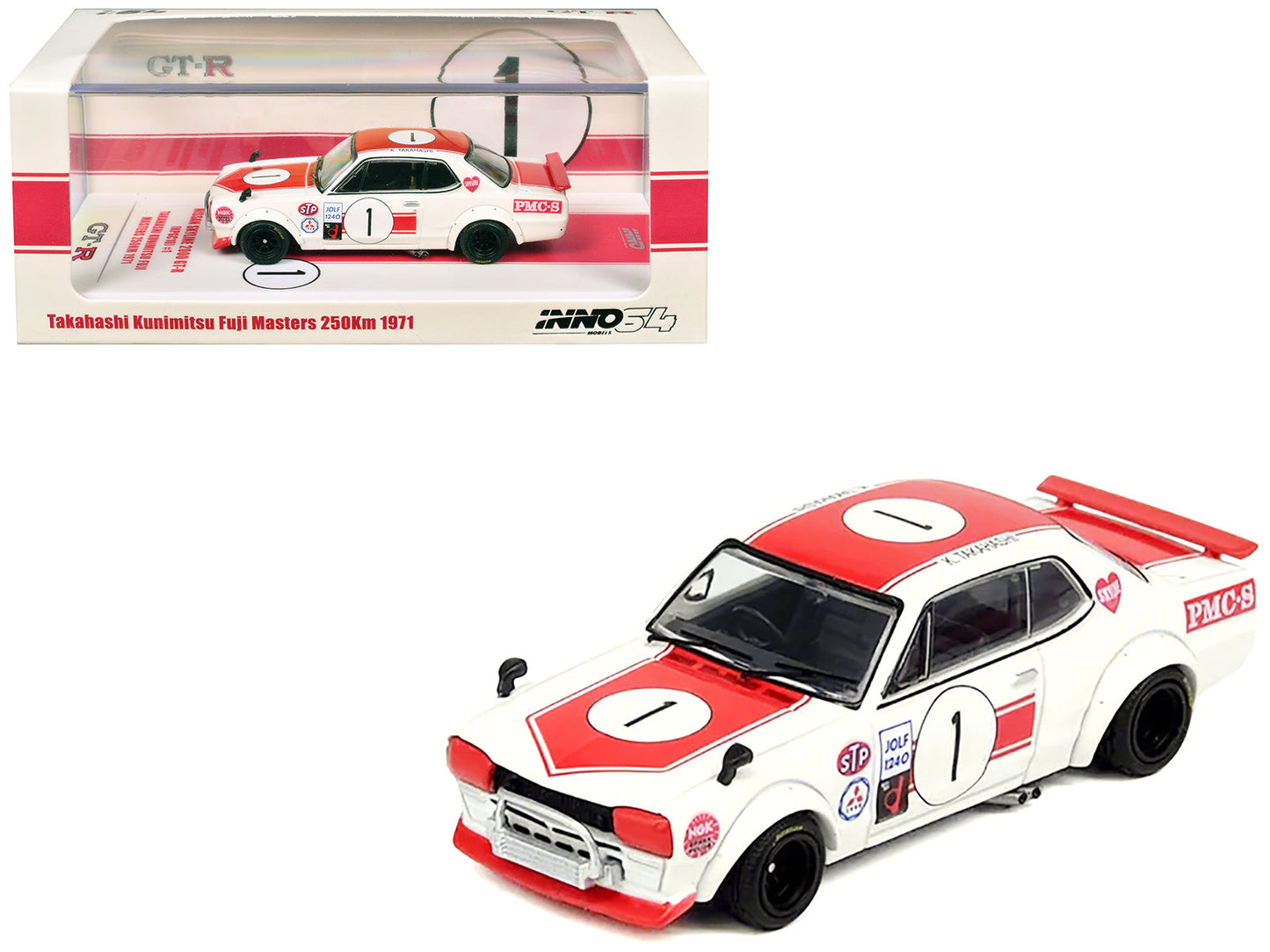 Nissan Skyline 2000 GT-R (KPGC10) #1 RHD (Right Hand Drive) Takahashi Kinimitsu "Fuji Masters 250km" (1971) 1/64 Diecast Model Car by Inno Models free shipping USA