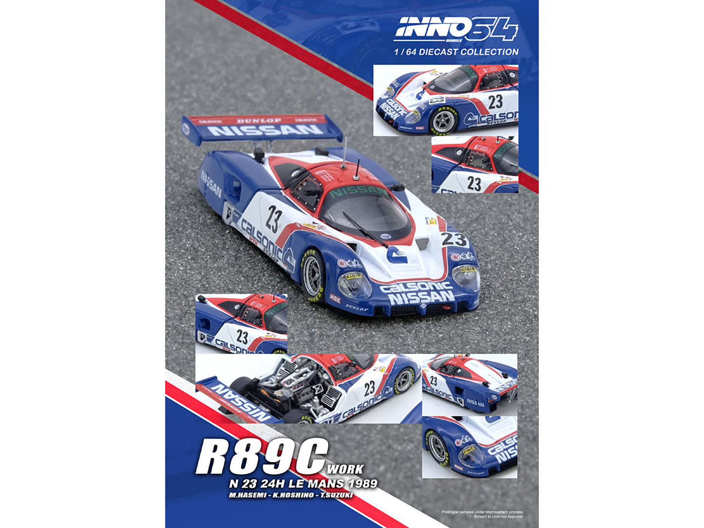 Nissan R89C #23 Masahiro Hasemi - Kazuyoshi Hoshino - Toshio Suzuki "24 Hours of Le Mans" (1989) 1/64 Diecast Model Car by Inno Models