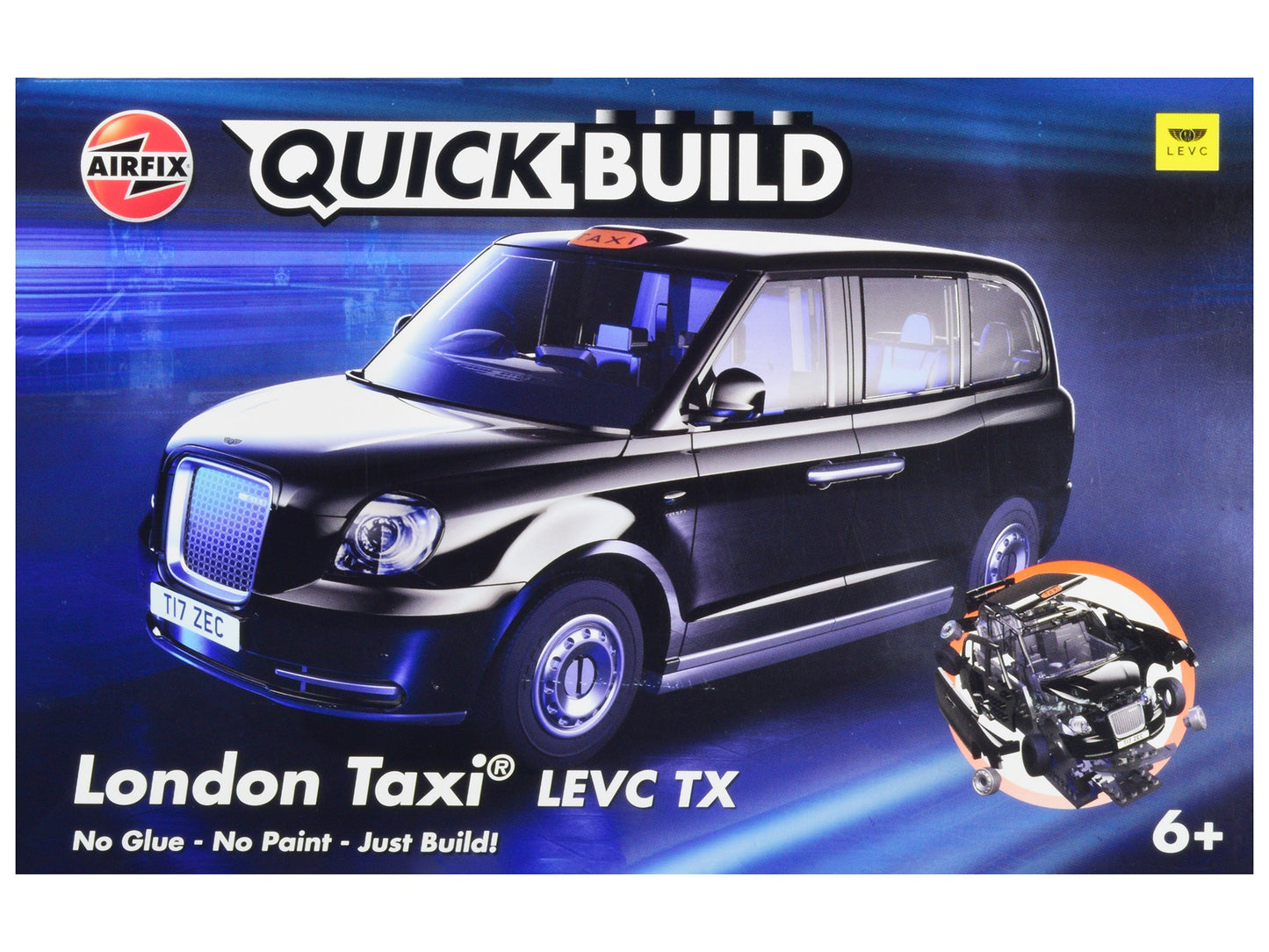 Skill 1 Model Kit London Taxi LEVC TX Black Snap Together Painted Plastic Model Car Kit by Airfix Quickbuild free shipping USA