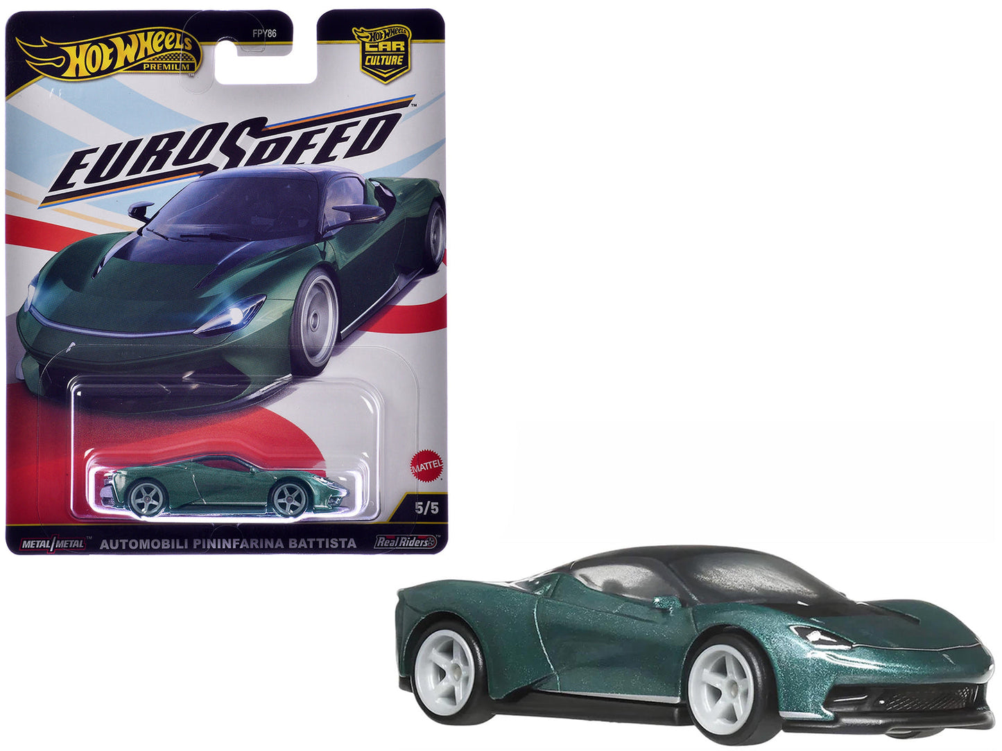 Automobili Pininfarina Battista Green Metallic with Black Top "Euro Speed" Series Diecast Model Car by Hot Wheels free shipping USA