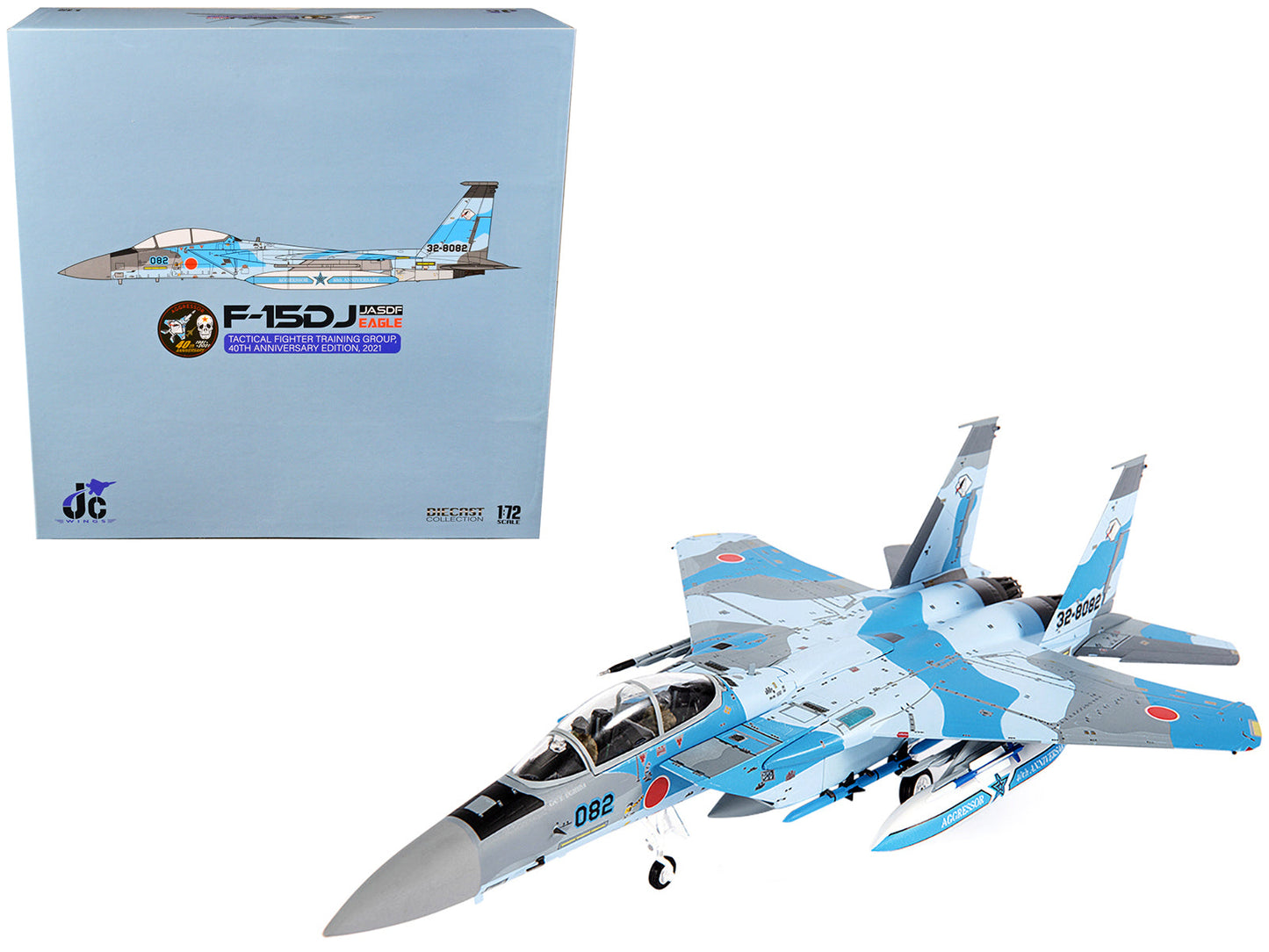 Mitsubishi F-15DJ Eagle Fighter Plane "JASDF (Japan Air Self-Defense Force) Tactical Fighter Training Group 40th Anniversary Edition" (2021) 1/72 Diecast Model by JC Wings free shipping USA