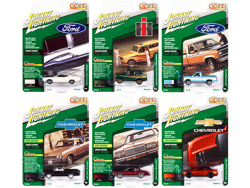 "Classic Gold Collection" 2022 Set A of 6 Cars Release 1 1/64 Diecast Model Cars by Johnny Lightning free shipping USA