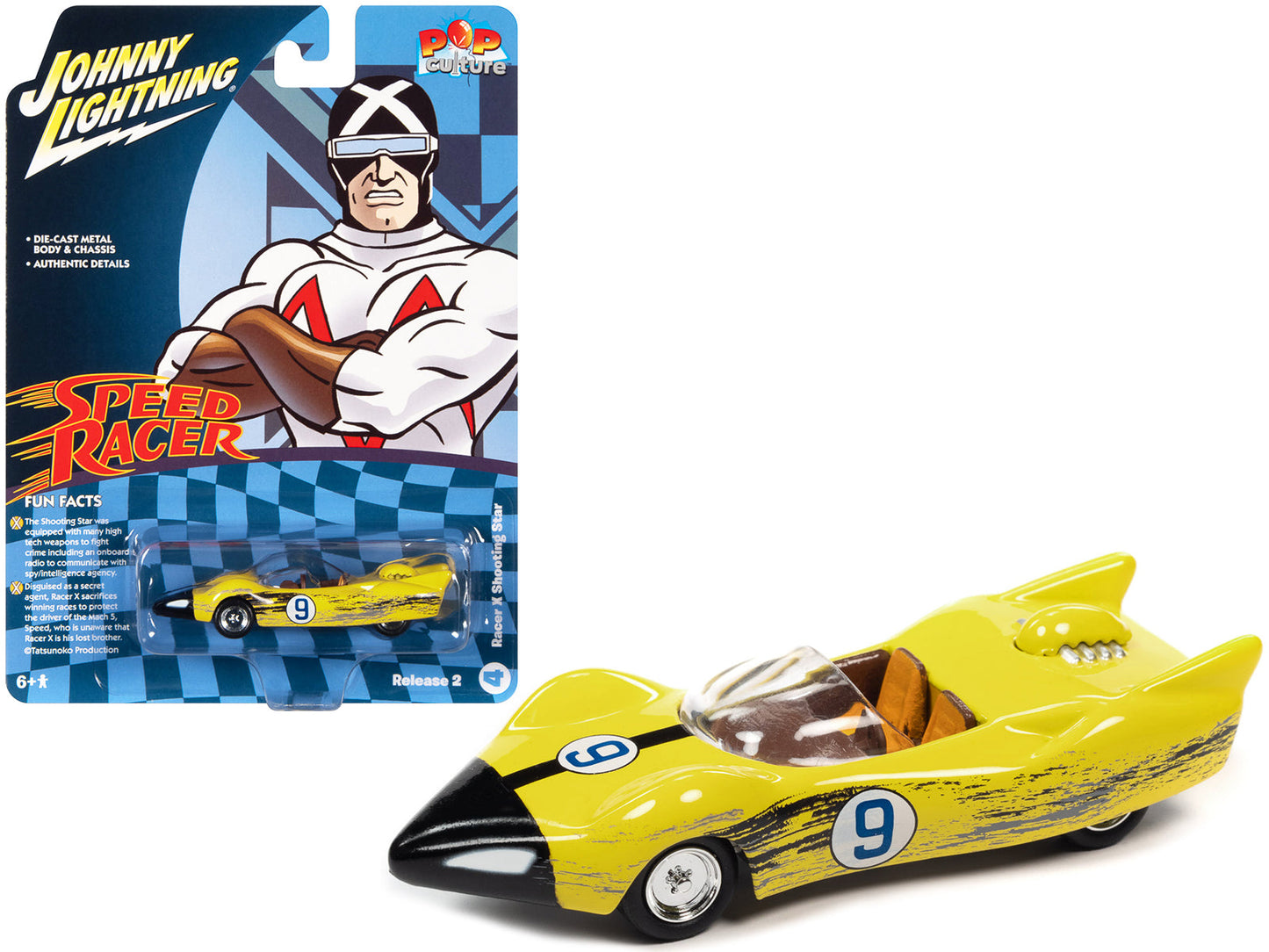 Racer X's Shooting Star (Raced Version) "Speed Racer" (1967) TV Series "Pop Culture" 2022 Release 2 1/64 Diecast Model Car by Johnny Lightning free shipping USA