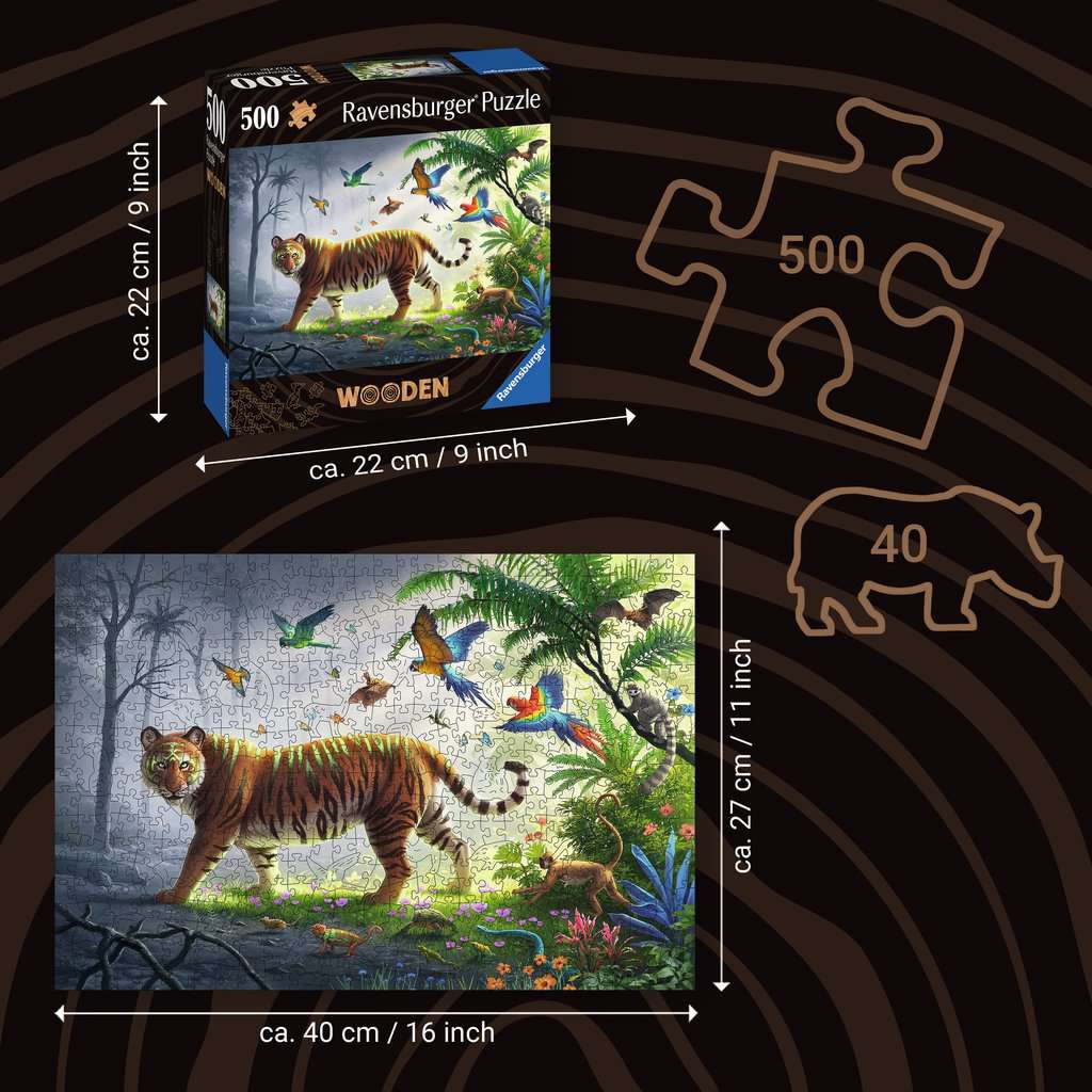 Jungle Tiger 500 Piece Wood Jigsaw Puzzle Ravensburger