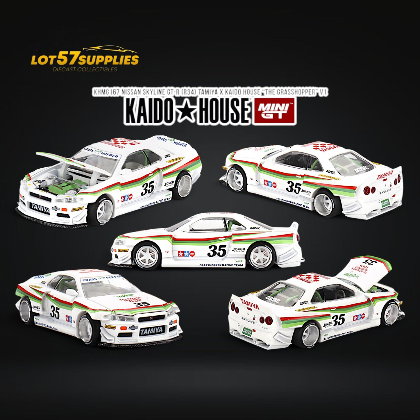 Mini GT x Kaido House Skyline GT-R R34 "The Grasshopper" V1 1:64