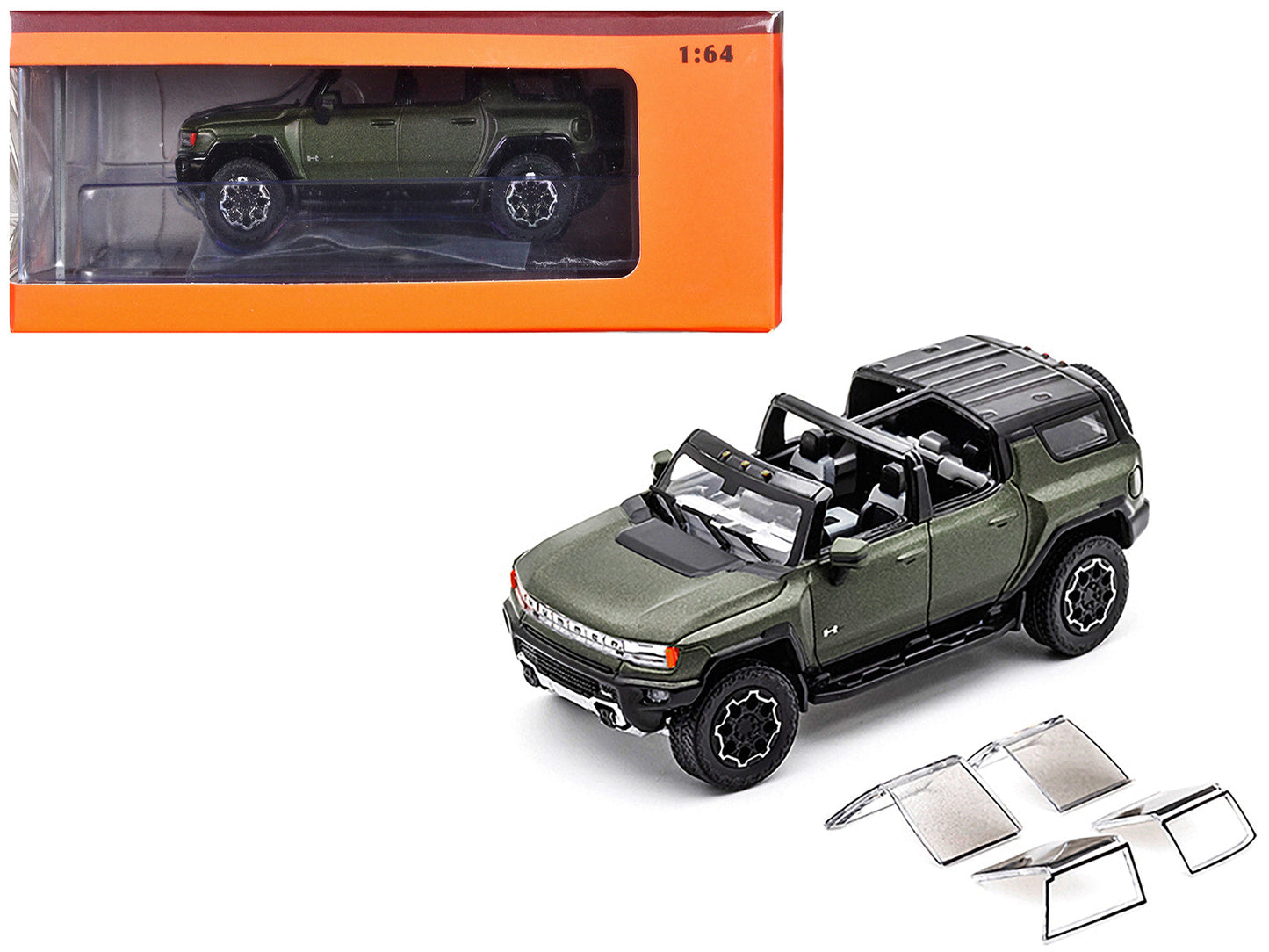 2023 GMC Hummer EV SUV Green Metallic with Black Top 1/64 Diecast Model Car by GCD free shipping USA