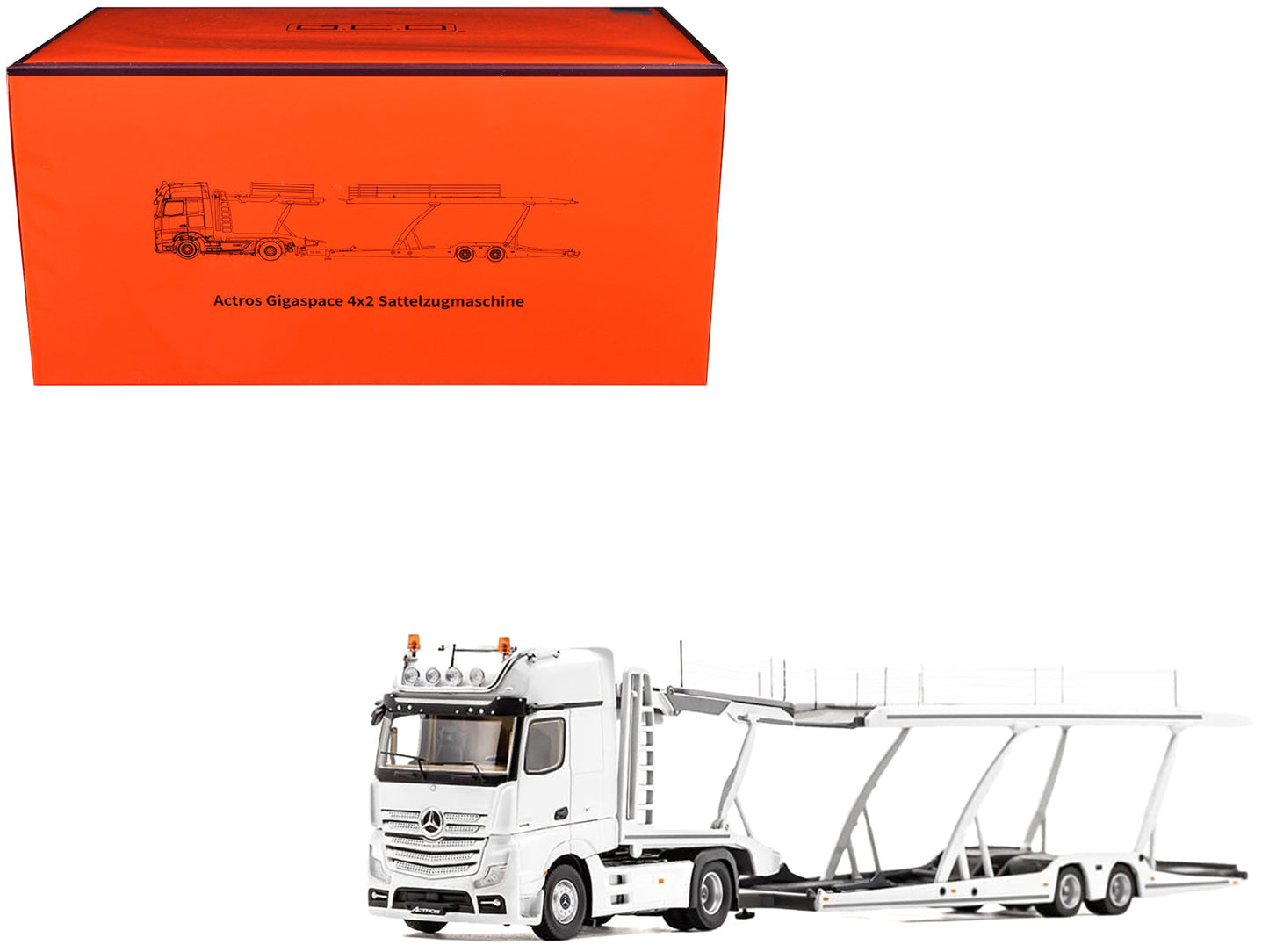 Mercedes-Benz Actros Auto Transporter White 1/64 Diecast Model by GCD free shipping USA