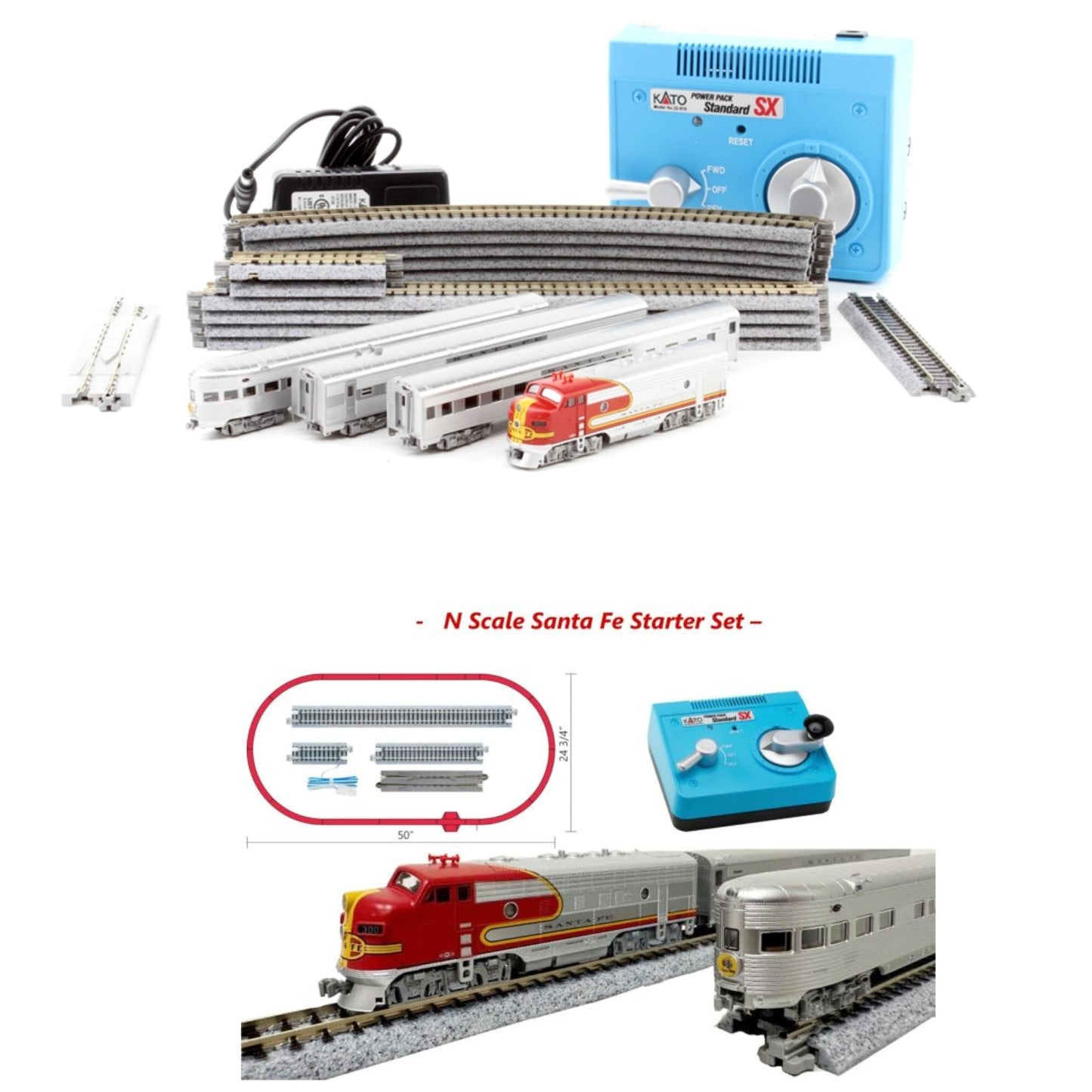 KATO N Scale Santa Fe ATSF Super Chief Train Starter Set 106-0018 Track