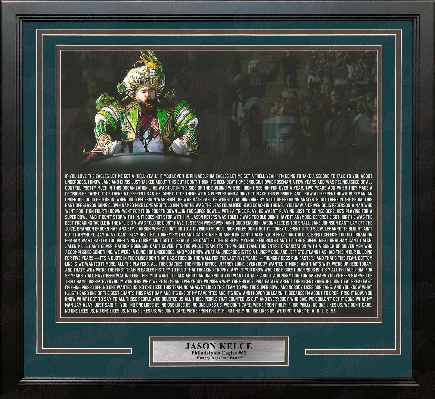 Jason Kelce Super Bowl LII Parade Speech Text Philadelphia Eagles Framed Football Photo