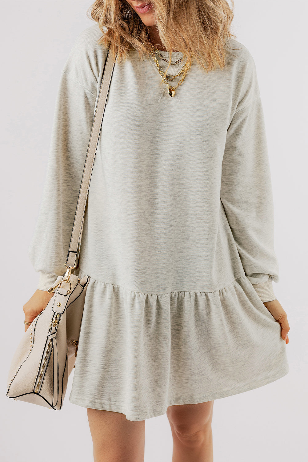 Charlee Puff Sleeve Ruffle Hem Mini Dress by Threaded Pear