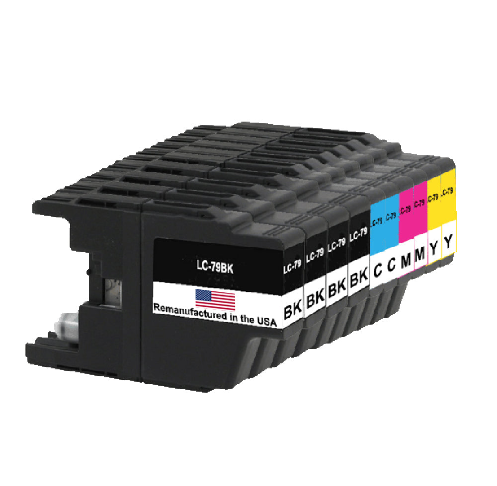 U.S. Remanufactured for Brother LC79 4 Black / 2 Each Color Ink Cartridges 10-pack