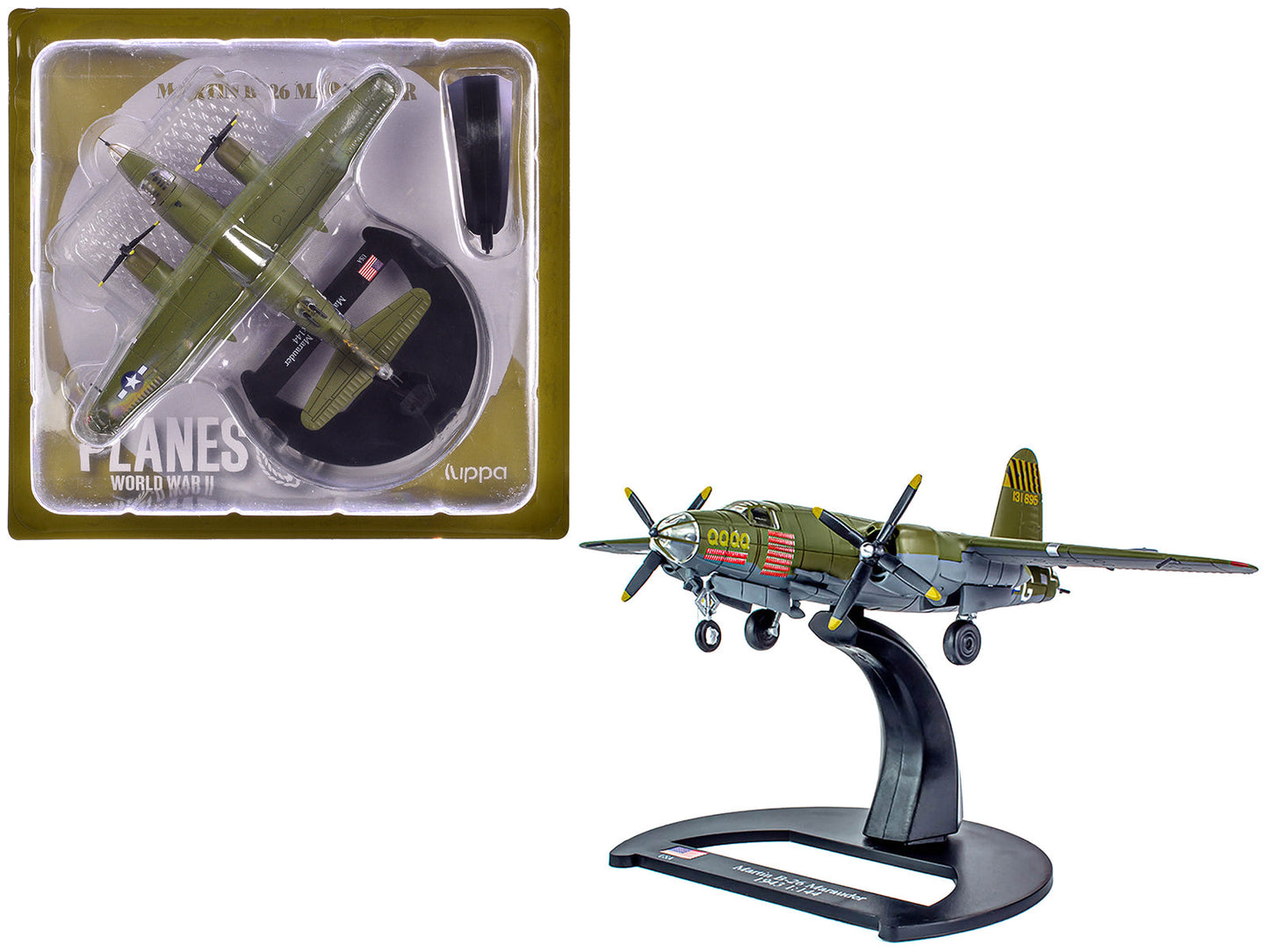 Martin B-26B Marauder Bomber Aircraft "QQQQ 556th Bomb Squadron 387th Bomb Group" United States Army Air Forces (1943) "Planes of World War II" Series 1/144 Diecast Model Airplane by Luppa free shipping USA