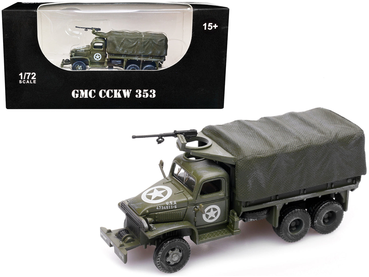 GMC CCKW 353 Truck With Mounted Gun Olive Drab "4734511-S" US Army World War II 1/72 Diecast Model by Legion free shipping USA