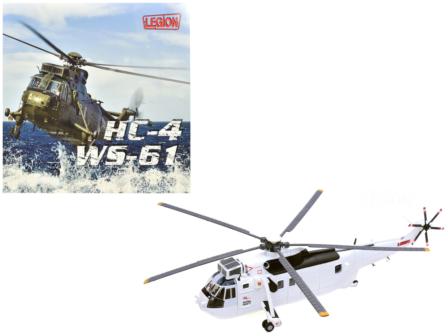 Westland Sea King HC.4 Helicopter "White Livery 845 Naval Air Squadron United Nations Protection Force Bosnia/Croatia" (1995) British Royal Navy 1/72 Diecast Model by Legion free shipping USA