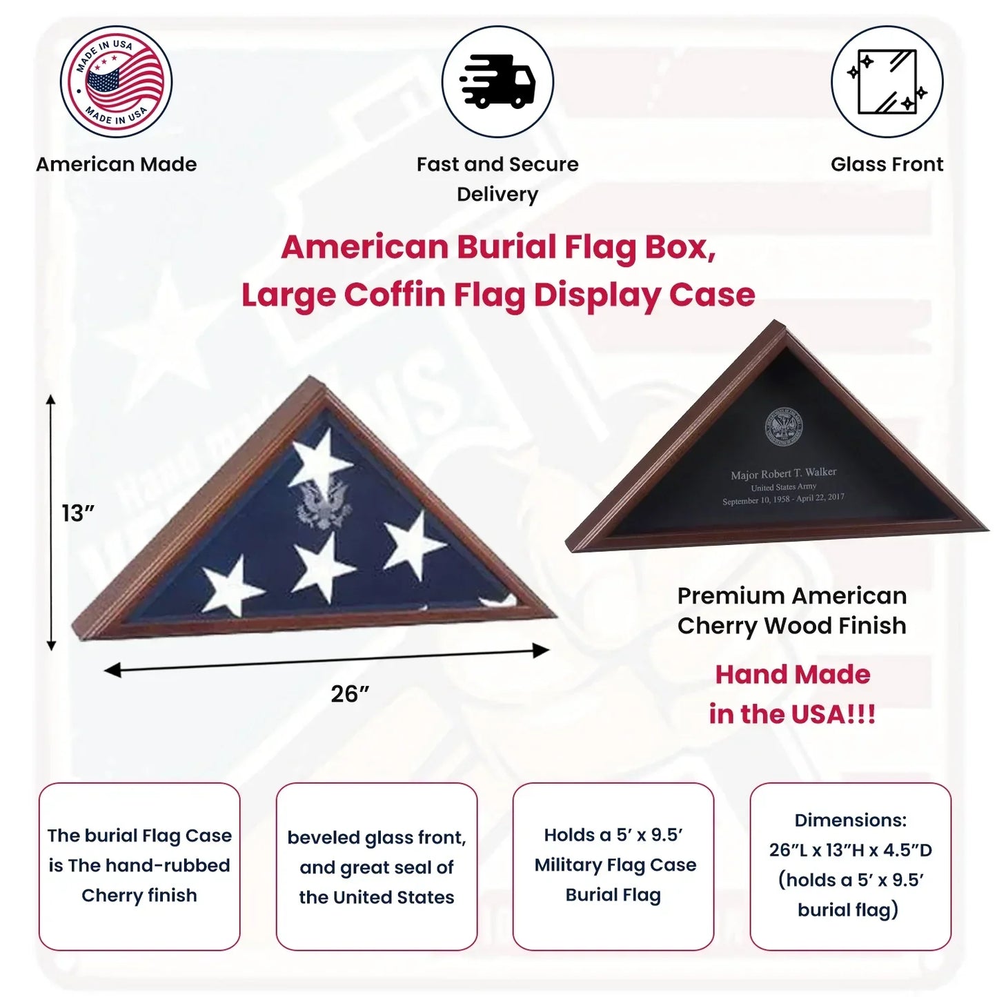 Coffin Flag cases- Coffin flag Box Military Flag Case - Burial Flag