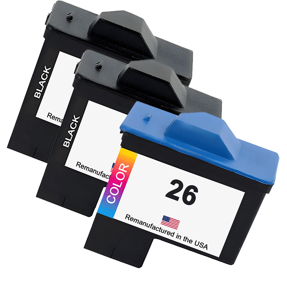 U.S. Remanufactured for Lexmark #16 2 Black / #26 1 Color Ink Cartridges 3-Pack