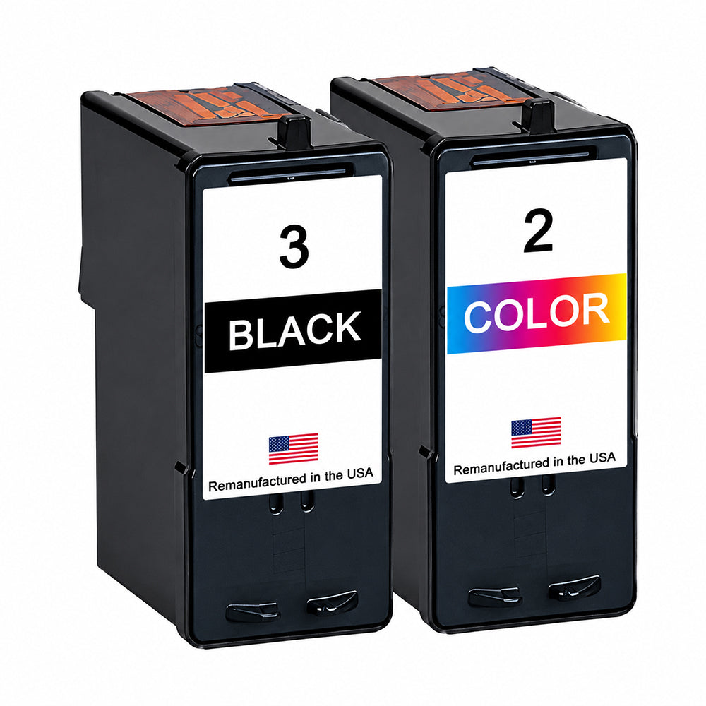 U.S. Remanufactured Ink Cartridges for Lexmark #3 Black / #2 Color Combo Pack