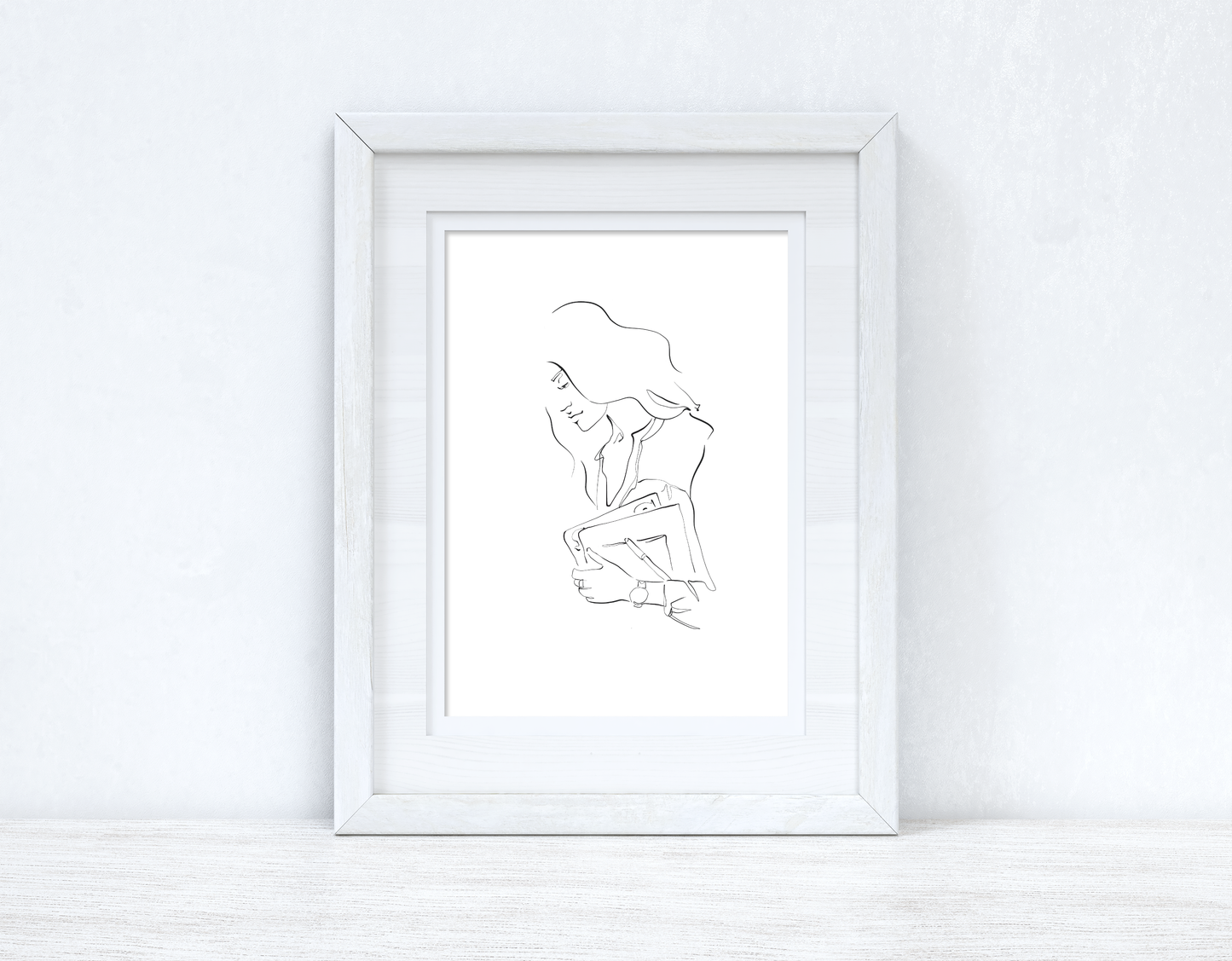 Line Work Woman Books Simple Home Bedroom Dressing Room Wall Decor Print by WinsterCreations™ Official Store