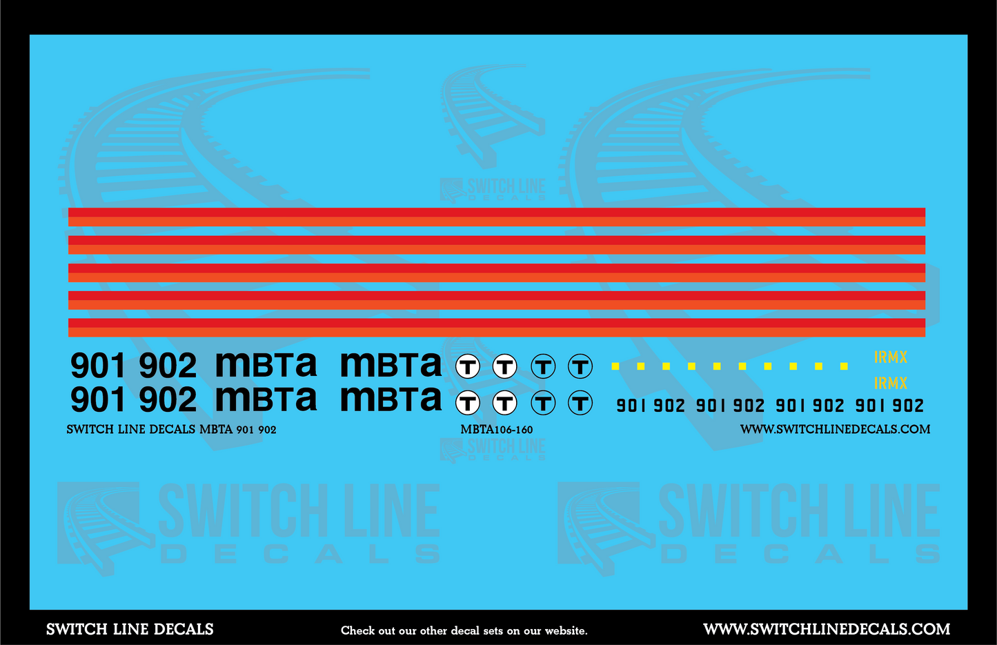 N Scale MBTA 901 & 902 GP9 Locomotive Decal Set