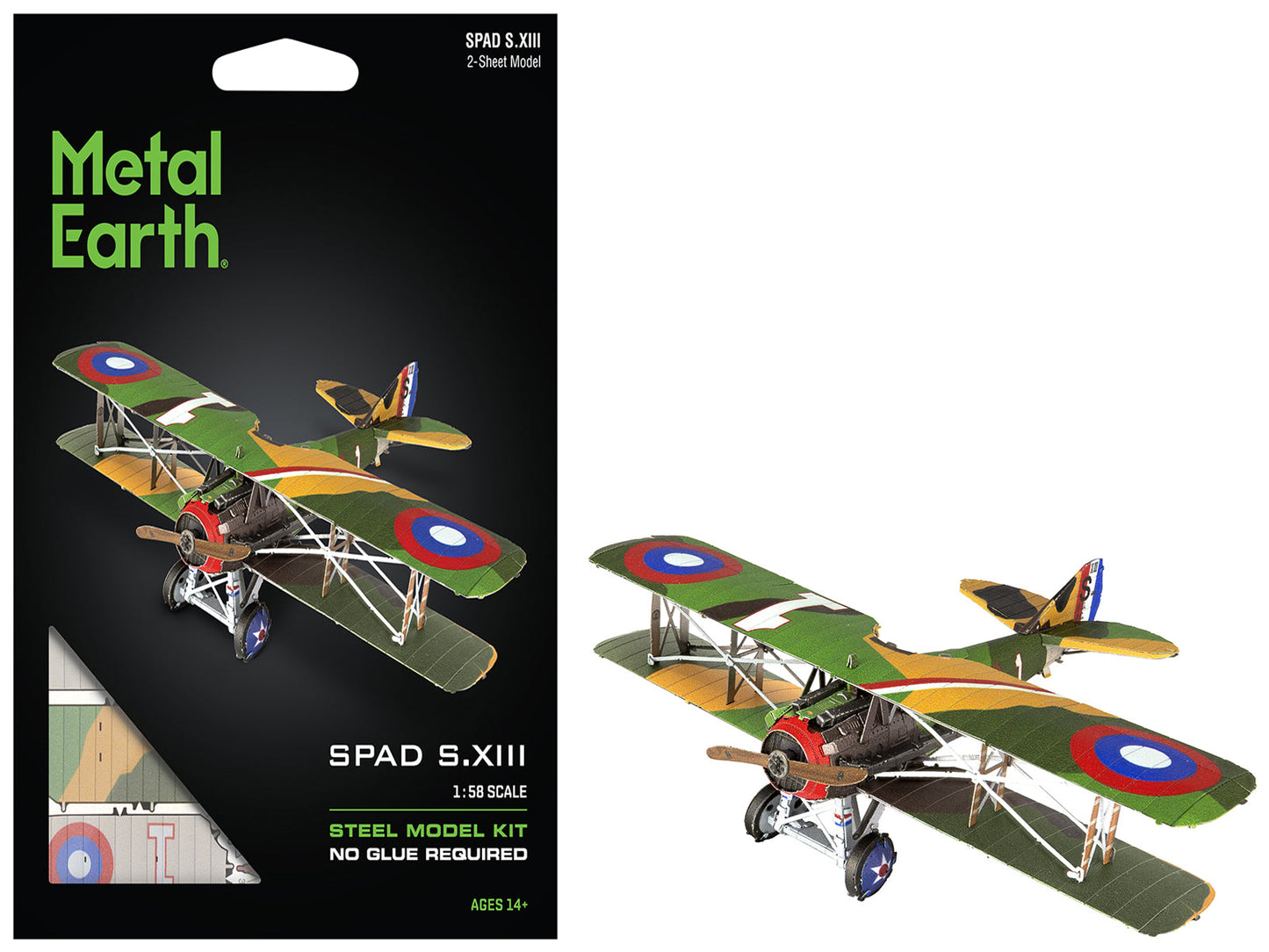 Model Kit SPAD S.XIII Fighter Aircraft "World War I" French Air Force (Moderate Difficulty) Steel Model by Metal Earth free shipping USA