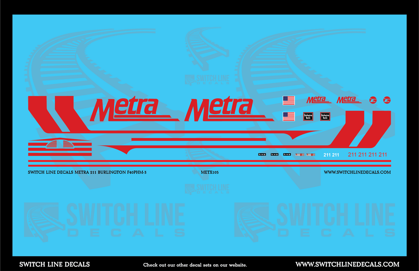 N Scale Metra Burlington CBQ Heritage 211 F40PHM-3 Locomotive Decal Set