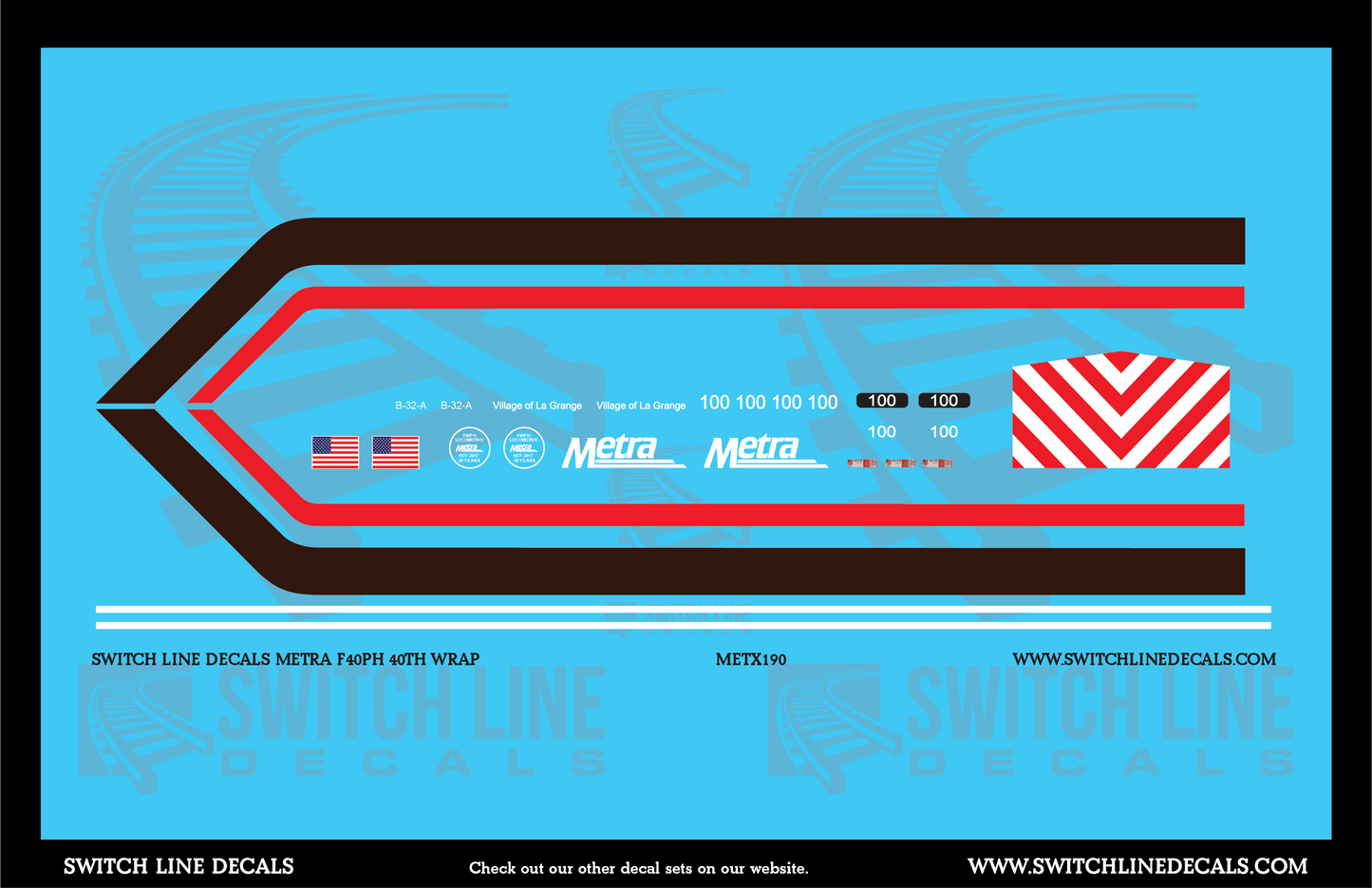 N Scale Metra 100 RTA 40th Anniversary Wrap Locomotive Decal Set