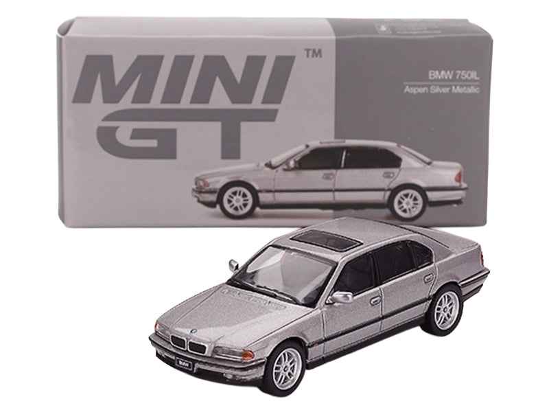 BMW 750IL Aspen Silver Metallic with Sun Roof Limited Edition 1/64 Diecast Model Car by Mini GT